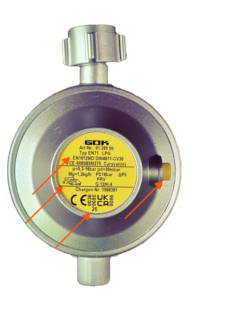 Gasregler mit Hinweisen